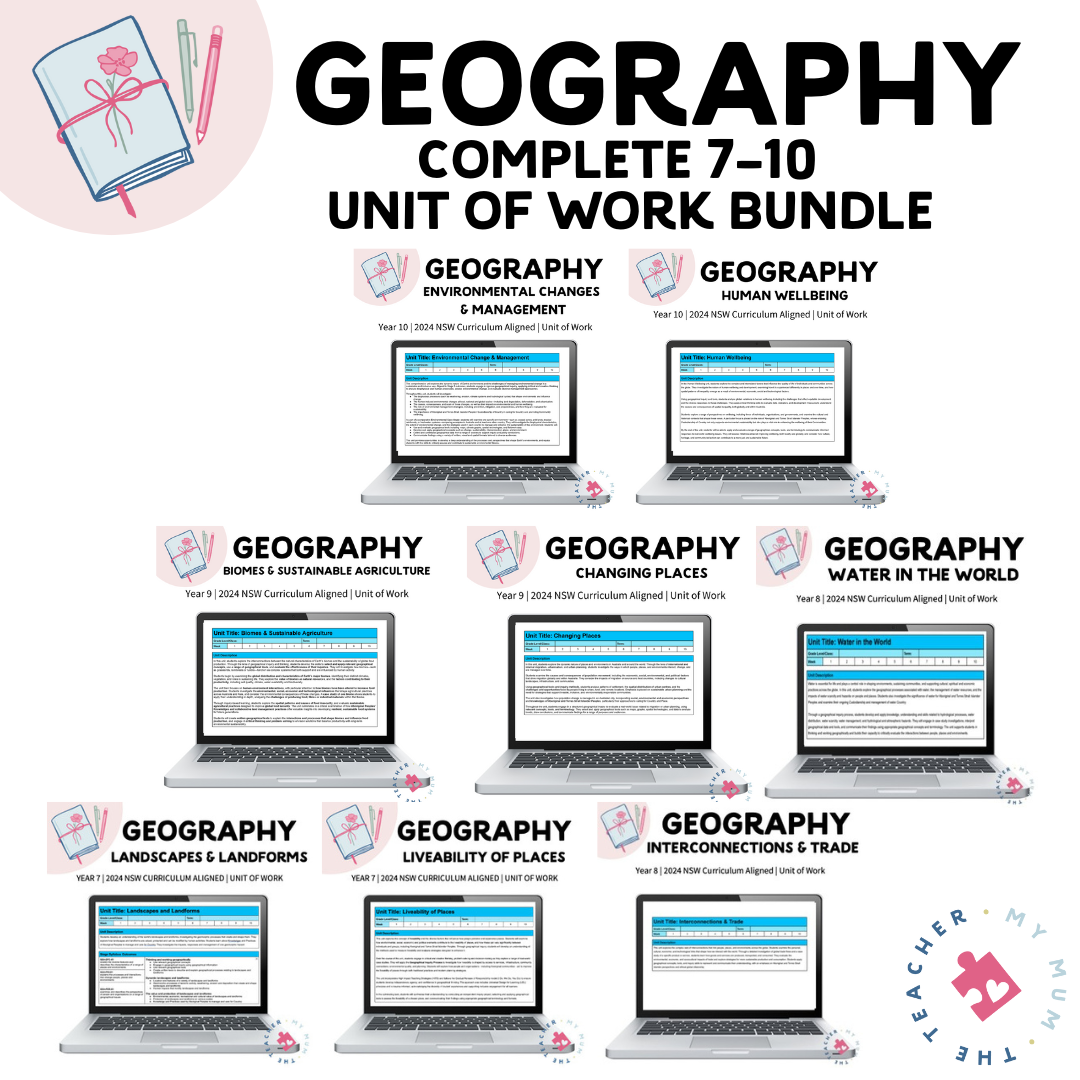 Complete Years 7 - 10 Geography Curriculum Bundle | Stage 4 & 5 NSW Units of Work