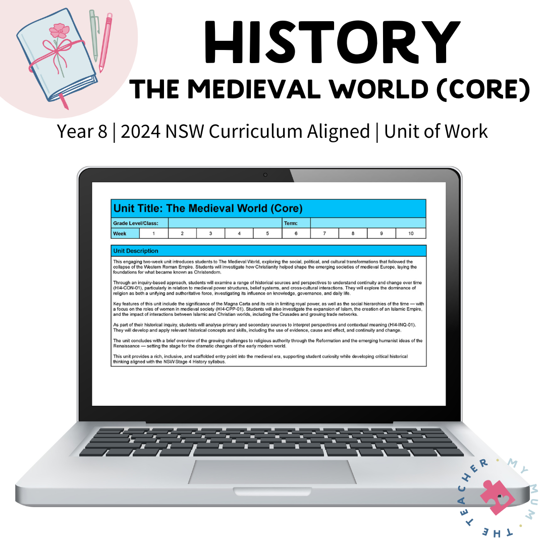 FREE Year 8 History - The Medieval World Unit: Core