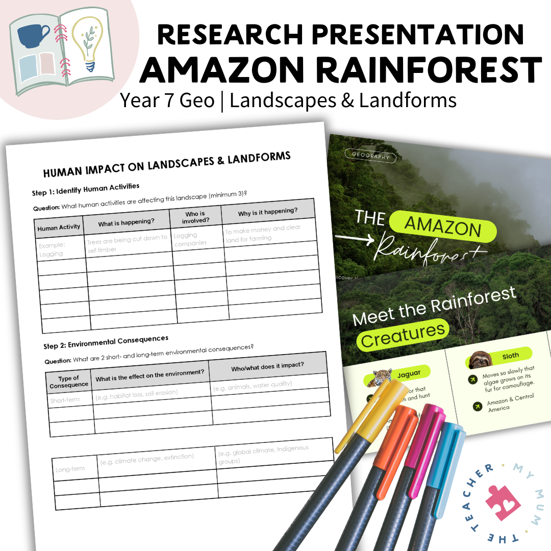 Amazon Rainforest Research Presentation & Graphic Organiser