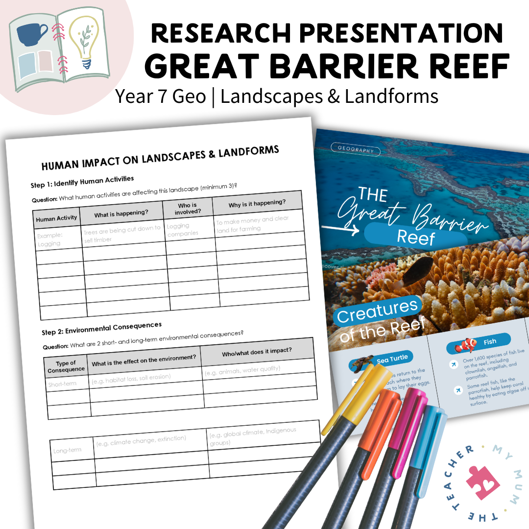 The Great Barrier Reef Research Presentation & Graphic Organiser
