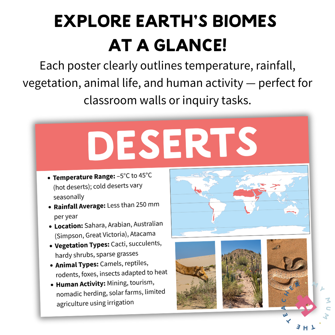 World Biomes Classroom Posters | Geography Bulletin Board Display