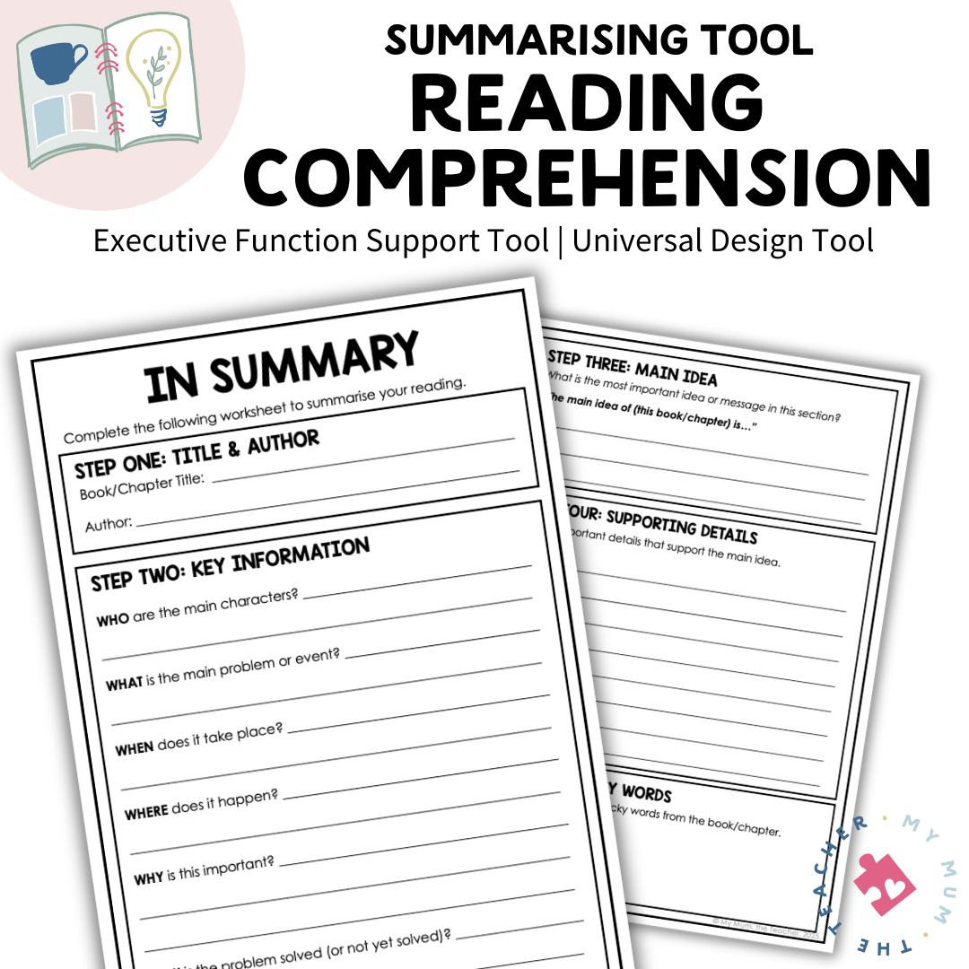 Reading Comprehension Summary Toolkit | Graphic Organiser