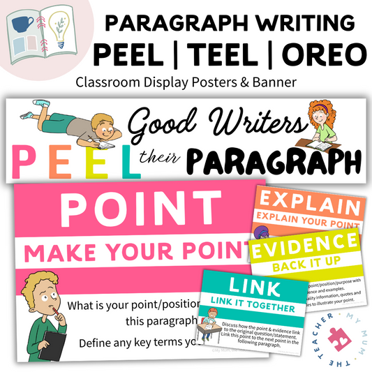 Paragraph Writing: PEEL, PEEEL, TEEL & OREO Classroom Posters